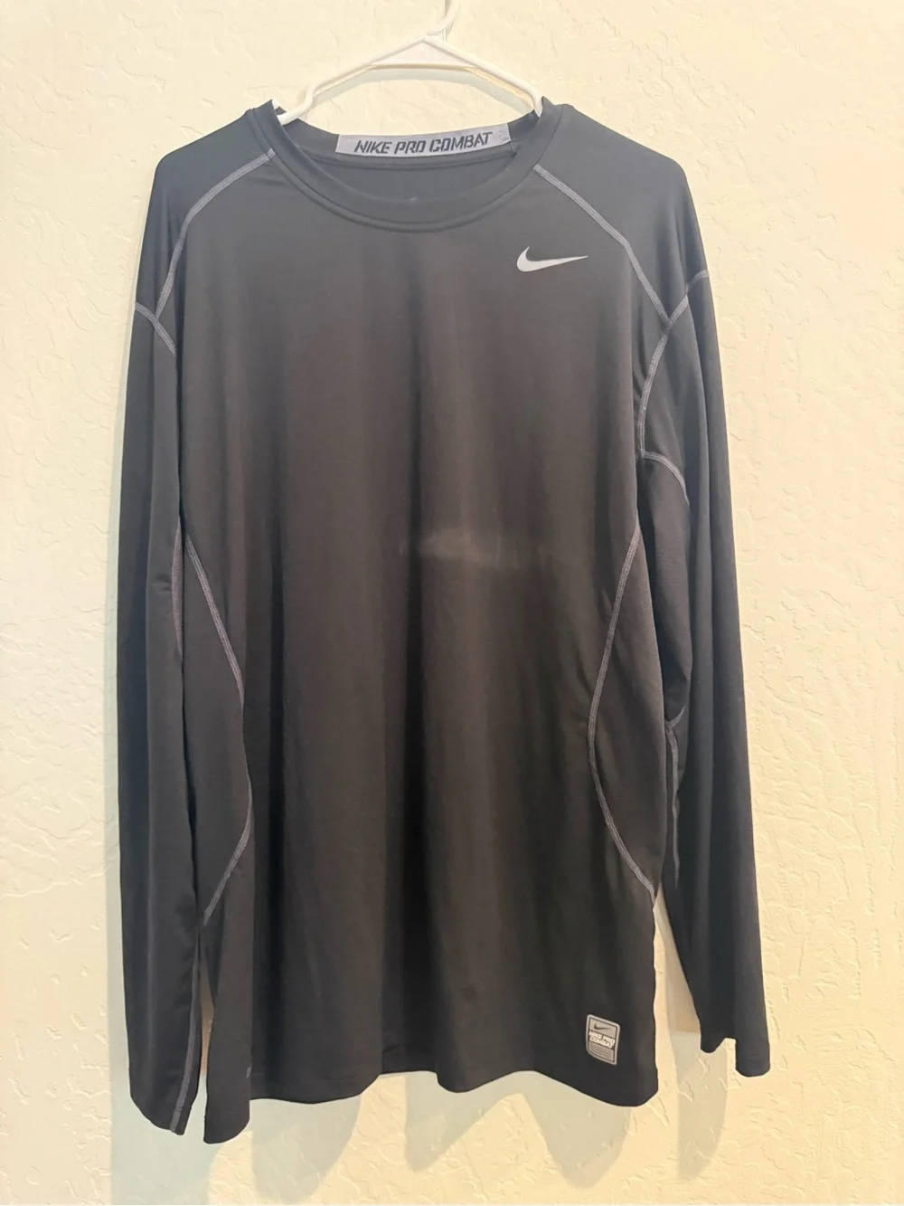 Nike Black Long-Sleeve Performance Shirt with Gray Stitching